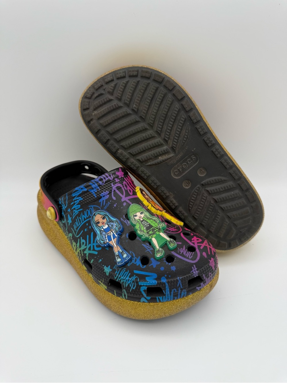 YOUTH Kids Crocs Rainbow High Platform Dolls Cutie‎ Crush Slip-On Clogs Size J4